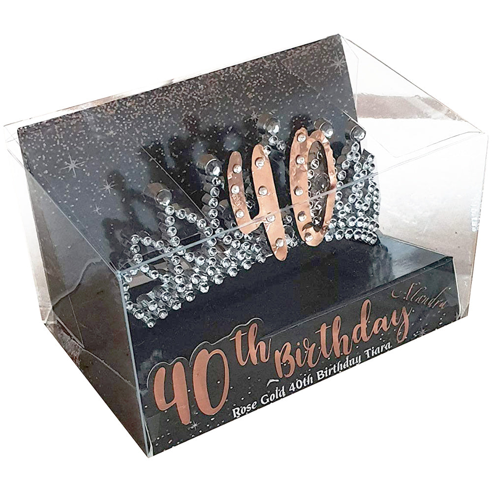 Rose Gold Boxed 40th Birthday Tiara