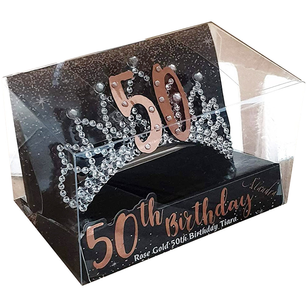 Rose Gold Boxed 50th Birthday Tiara