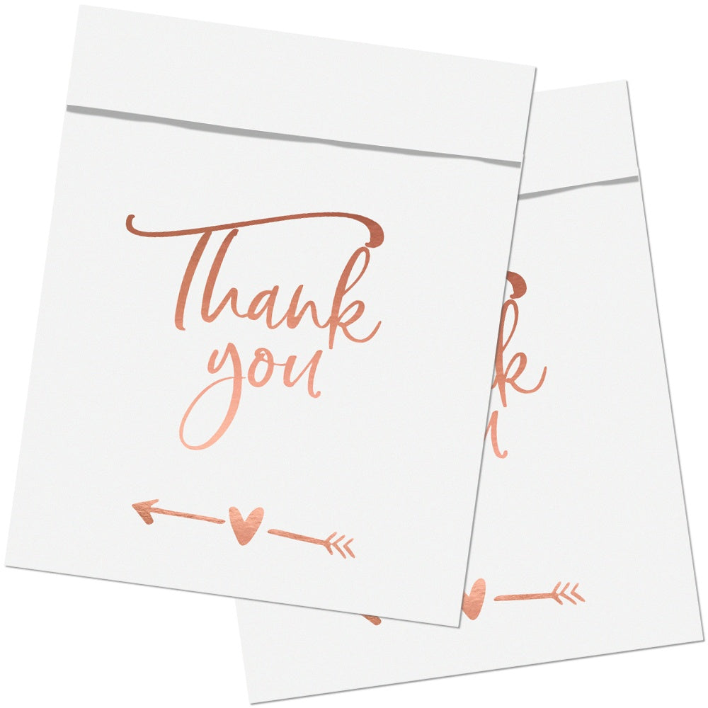 Rose Gold Foil Thank You Paper Treat Bags