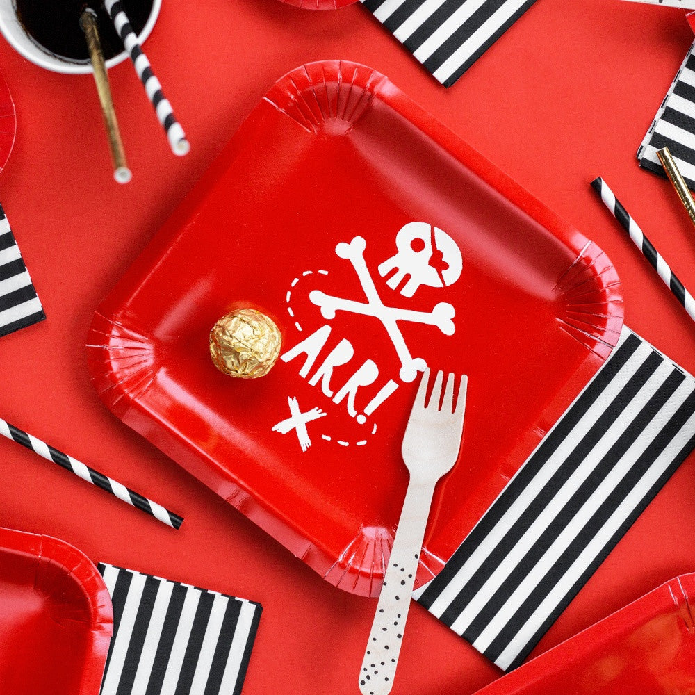 Red Pirates Party Plates