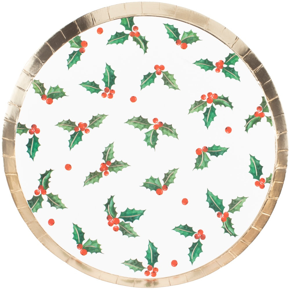 Christmas Holly Leaf Paper Party Plates