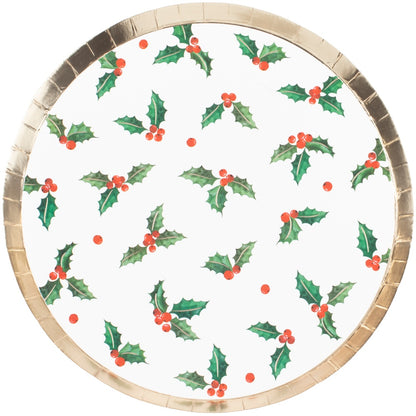 Christmas Holly Leaf Paper Party Plates