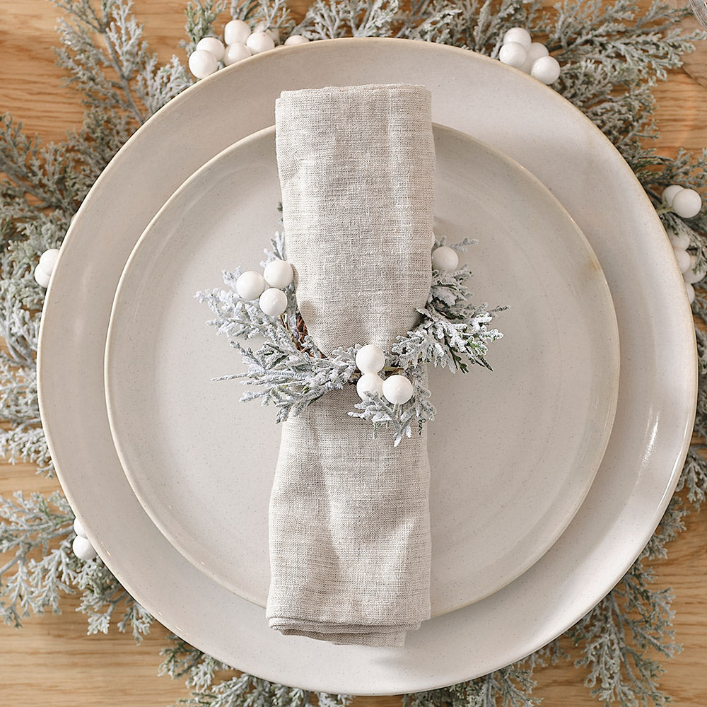 Foliage Christmas Napkin Rings with Berries