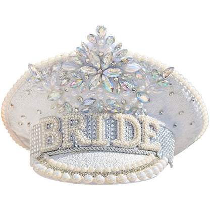 Rhinestone & Pearl Embellished Bride Hen Party Hat