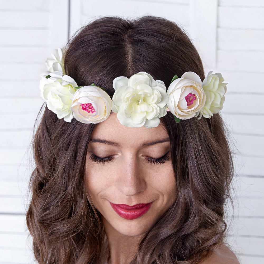 White Artificial Flower crown