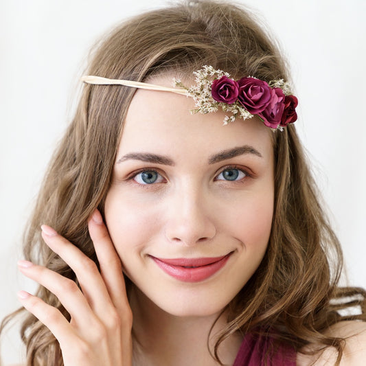 Red Artificial Flower Crown Headband