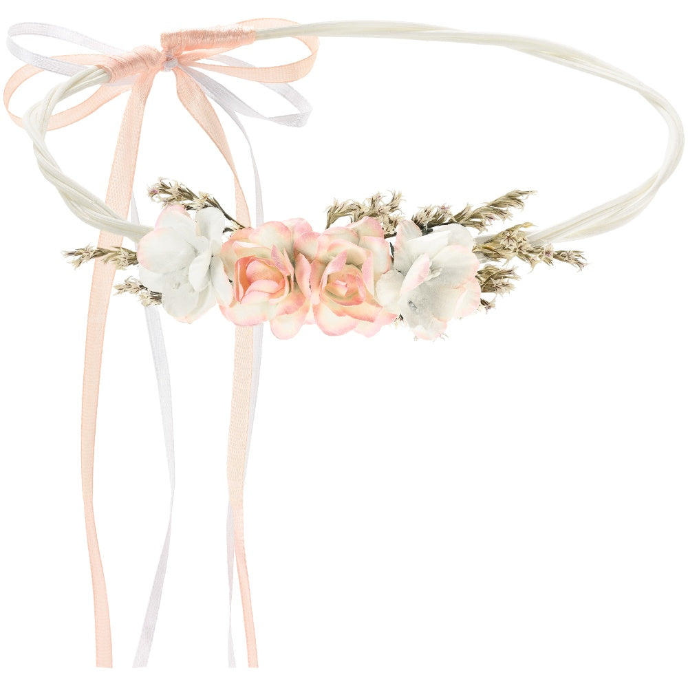 Peach Artificial Flower Crown Headband
