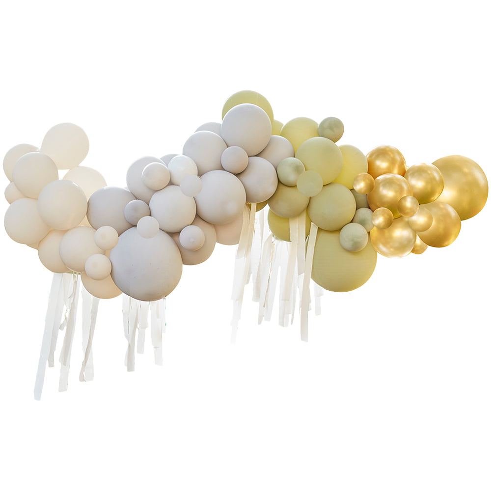 Green, Cream, Grey & Gold Chrome Balloon Arch Kit