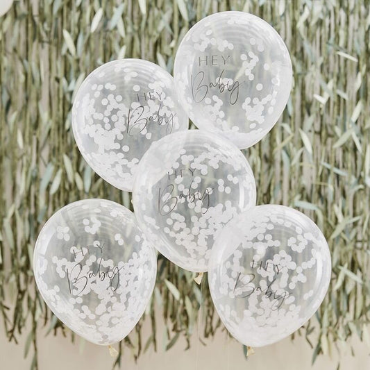 Hey Baby Shower Confetti Balloons - Ginger Ray - Party Touches