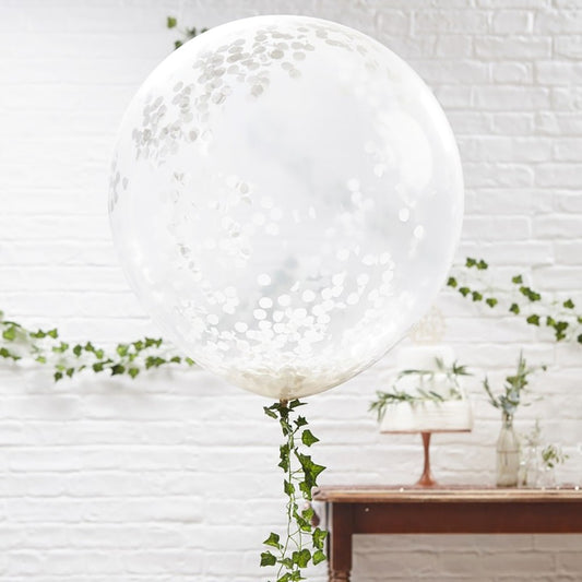 Large White Confetti Balloons - Ginger Ray - Party Touches