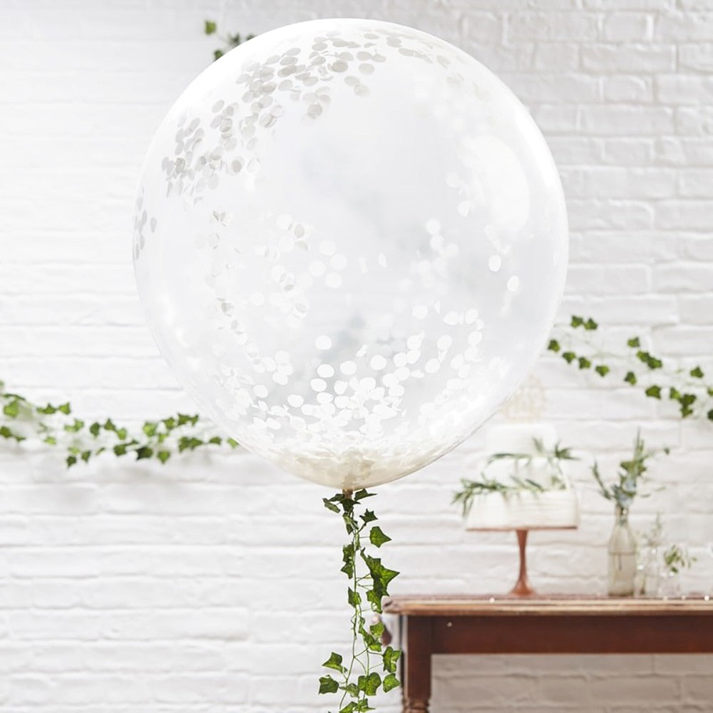 Large White Confetti Balloons