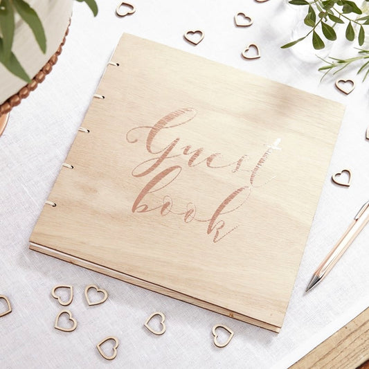 Rose Gold Wooden Guest Book - Ginger Ray - Party Touches