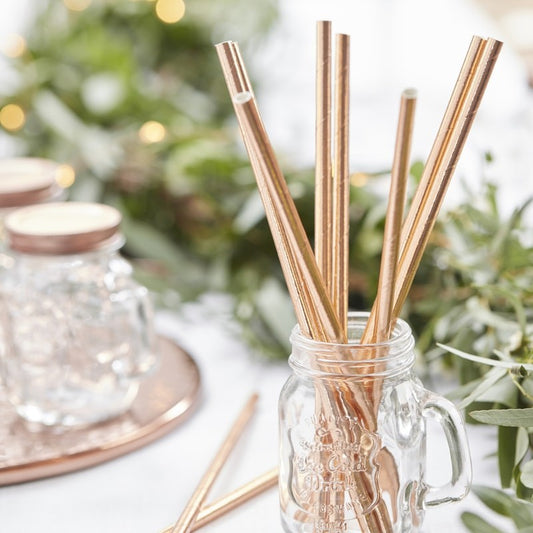 Rose Gold Paper Straws - Ginger Ray - Party Touches