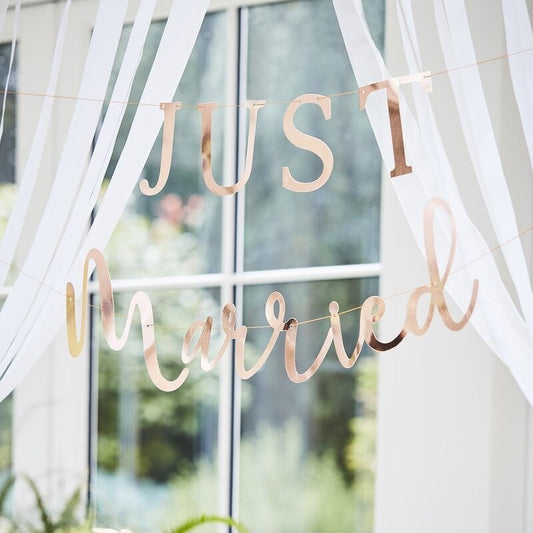 Rose Gold Scripted Just Married Banner - Ginger Ray - Party Touches