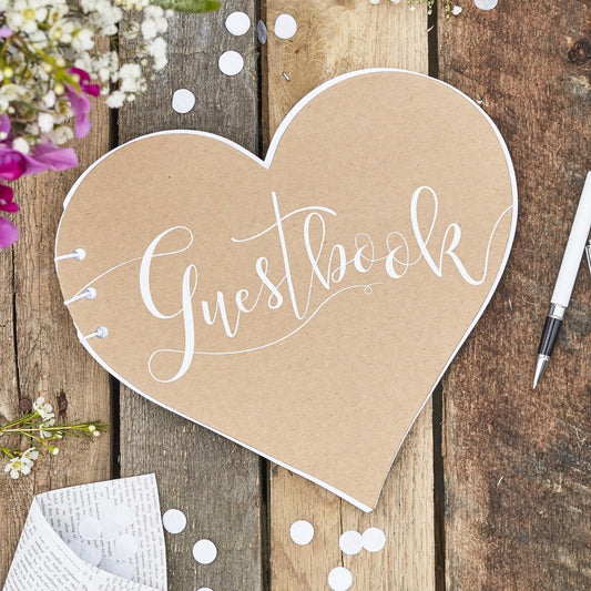 Heart Shaped Kraft Guest Book - Ginger Ray - Party Touches