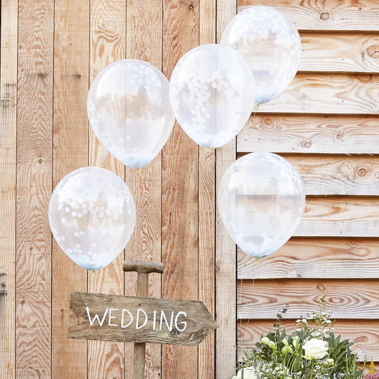Clear White Confetti Balloons - Ginger Ray - Party Touches