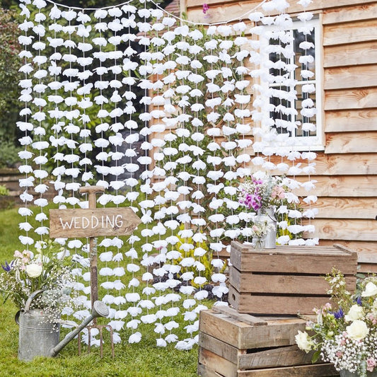White Floral Back Drop - Ginger Ray - Party Touches