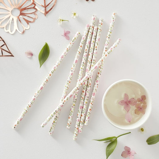 Floral Paper Straws - Ginger Ray - Party Touches