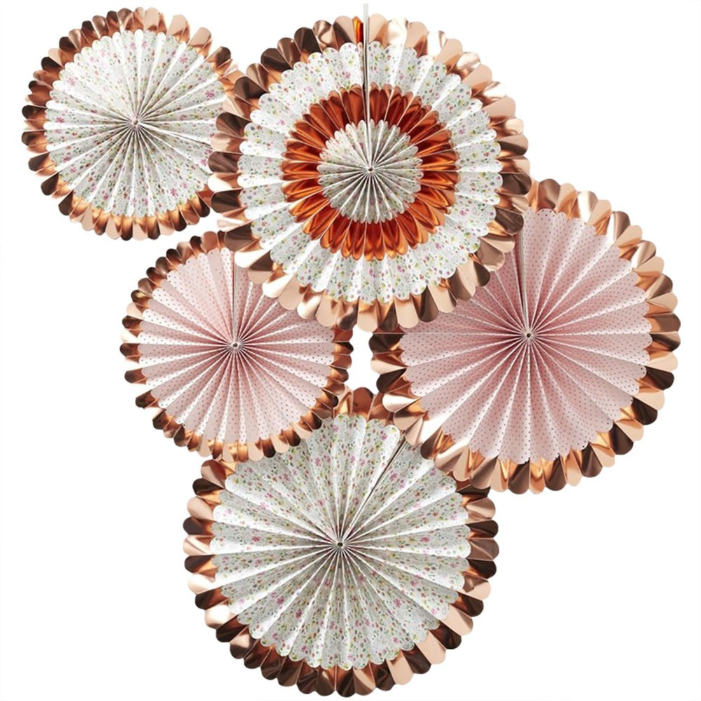 Rose Gold Foiled Floral Fan Decorations - Ginger Ray - Party Touches