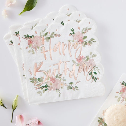 Happy Birthday Foiled Paper Napkins - Ginger Ray - Party Touches