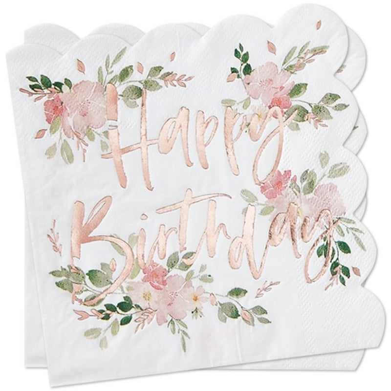 Happy Birthday Foiled Paper Napkins - Ginger Ray - Party Touches