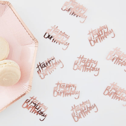 Rose Gold Happy Birthday Table Confetti - Ginger Ray - Party Touches