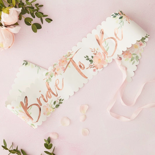 Floral Bride to Be Sash - Ginger Ray - Party Touches