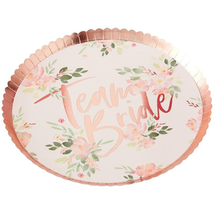 Team Bride Floral Paper Plates - Ginger Ray - Party Touches