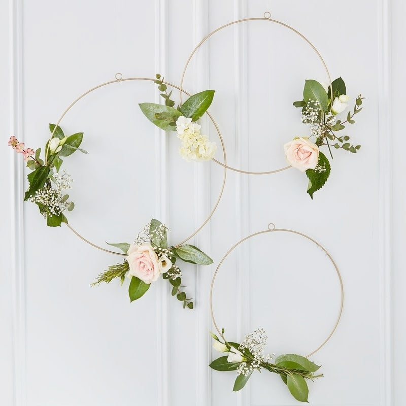 Gold Floral Hanging Hoops