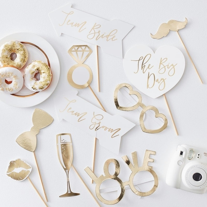 Wedding Gold Foil Photo Booth Props - Ginger Ray - Party Touches