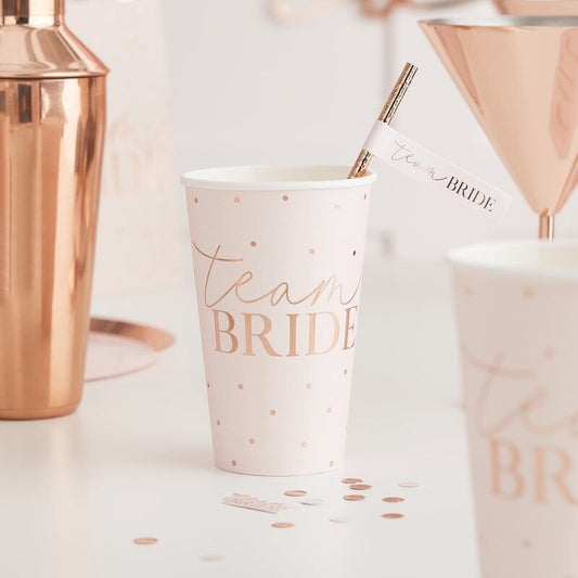 Rose Gold Team Bride Large Hen Party Cups - Ginger Ray - Party Touches