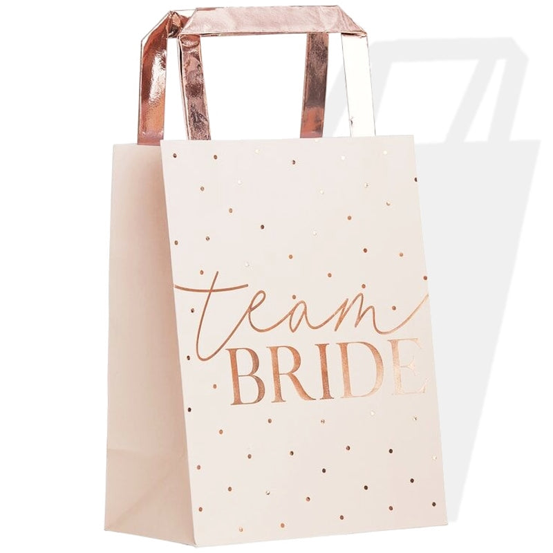 Pink Team Bride Rose Gold Foiled Hen Party Bags - Ginger Ray - Party Touches