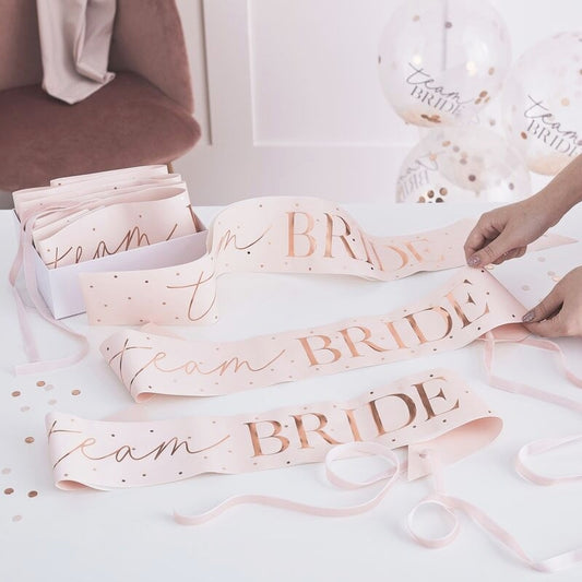 Pink and Rose Gold Team Bride Hen Party Sash - Ginger Ray - Party Touches