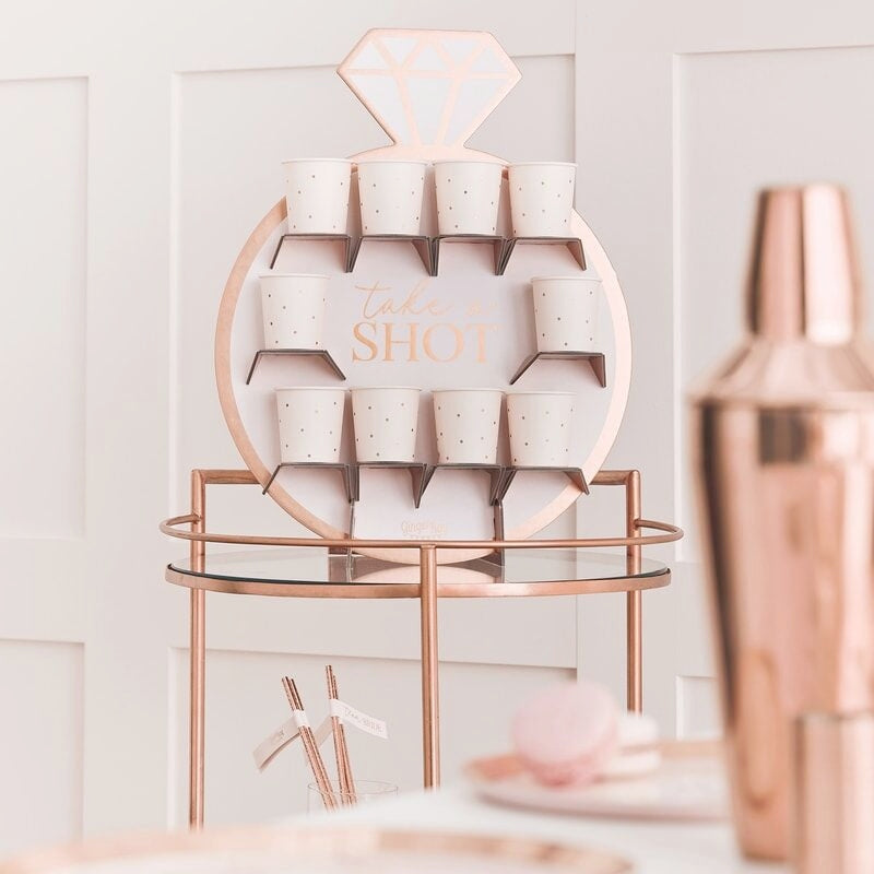 Rose Gold Hen Party Drinks Shot Wall - Ginger Ray - Party Touches