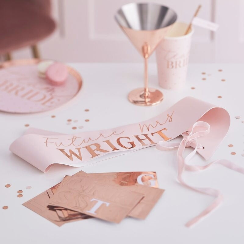 Personalised Rose Gold Hen Party Bride to Be Sash