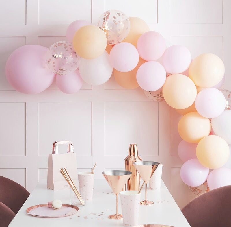 Matte Peach and Pink Hen Party Balloon Arch Garland