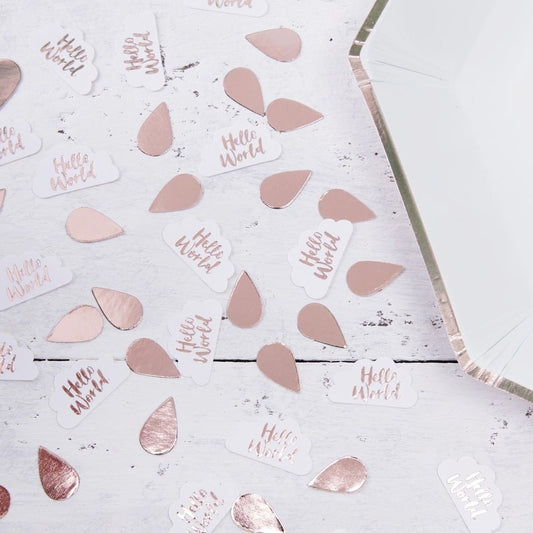 Hello World Rose Gold & Clouds Table Confetti - Ginger Ray - Party Touches