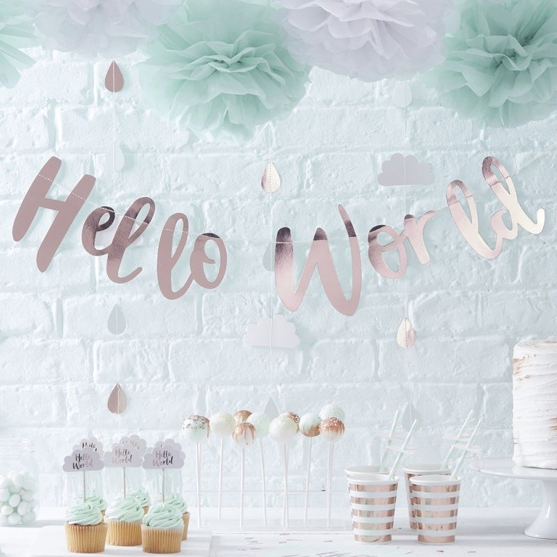 Rose Gold Hello World Bunting - Ginger Ray - Party Touches