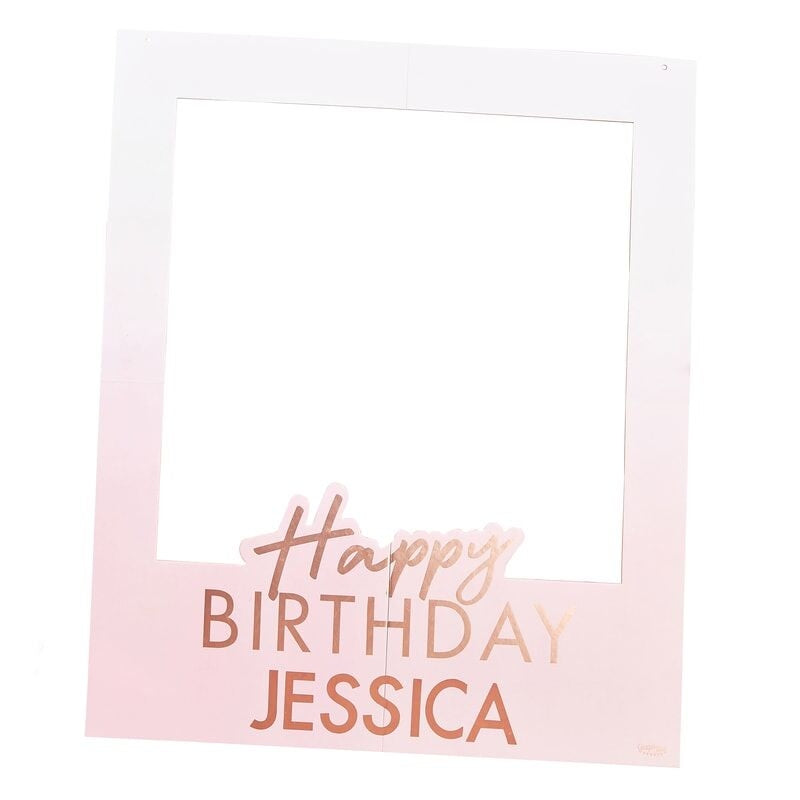 Rose Gold Foiled Personalised Happy Birthday Photo Booth Frame - Ginger Ray - Party Touches