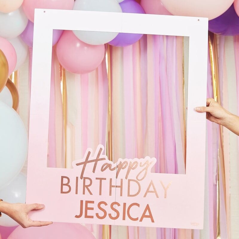 Rose Gold Foiled Personalised Happy Birthday Photo Booth Frame