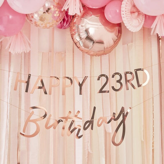 Customisable Milestone Rose Gold Birthday Banner - Ginger Ray - Party Touches