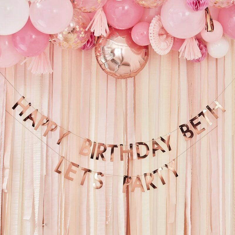 Rose Gold Personalised Birthday Banner