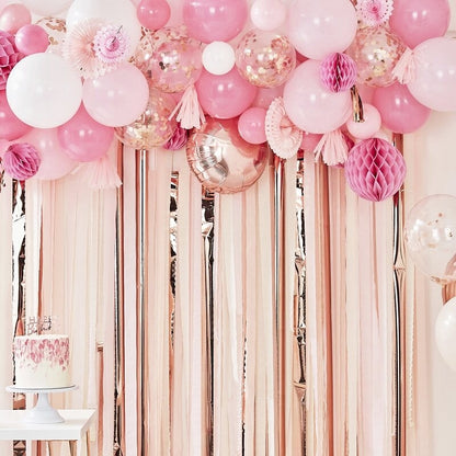 Blush and Peach Balloon and Fan Garland Party Backdrop