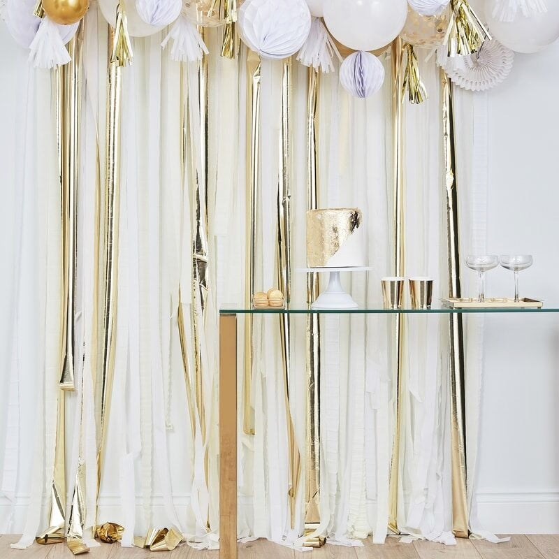 Gold Metallic Party Streamers Backdrop - Ginger Ray - Party Touches