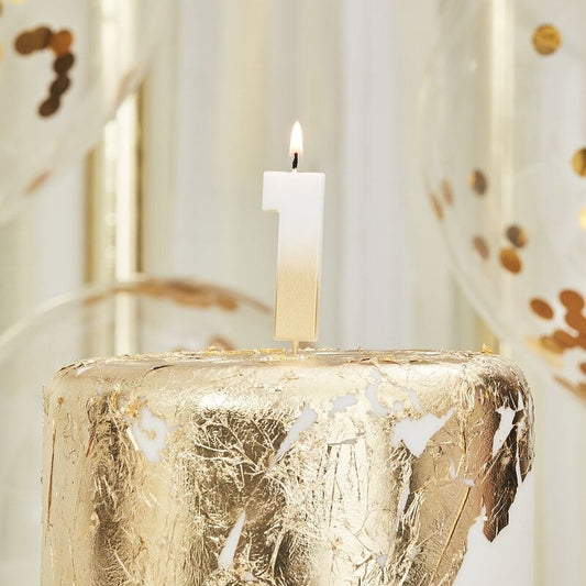 Gold Ombre 1 Number Birthday Candle - Ginger Ray - Party Touches