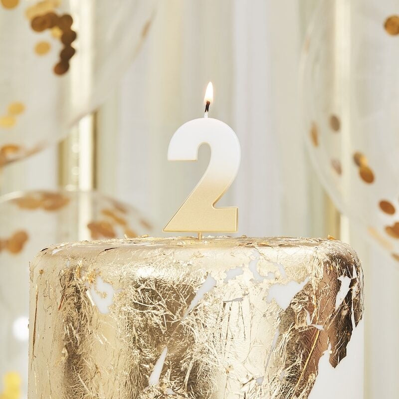 Gold Ombre 2 Number Birthday Candle - Ginger Ray - Party Touches