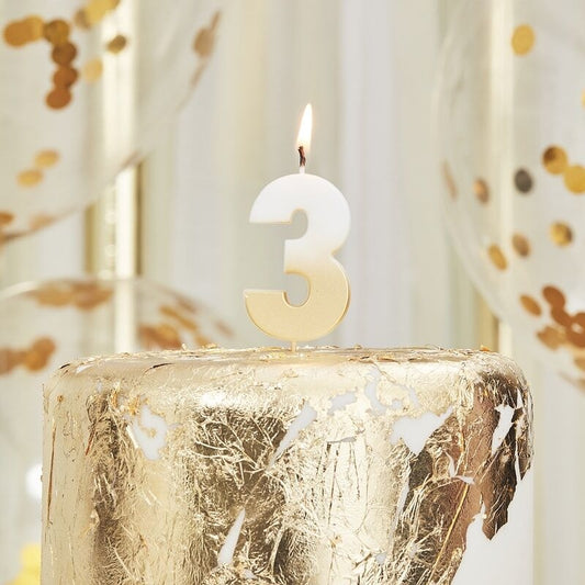 Gold Ombre 3 Number Birthday Candle - Ginger Ray - Party Touches