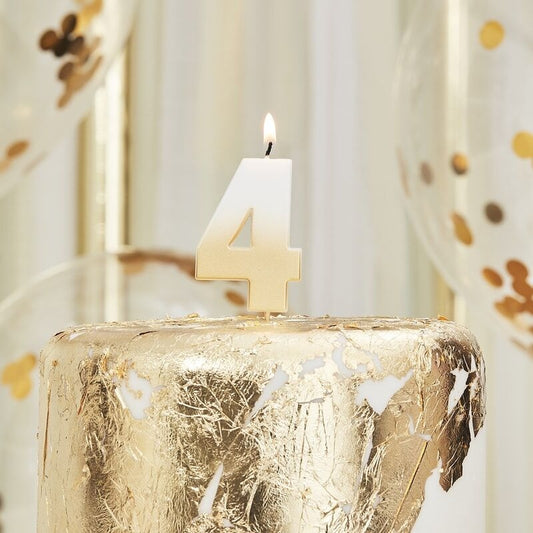 Gold Ombre 4 Number Birthday Candle - Ginger Ray - Party Touches