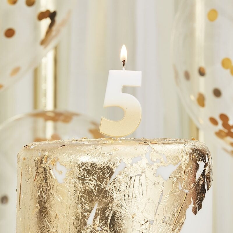 Gold Ombre 5 Number Birthday Candle - Ginger Ray - Party Touches