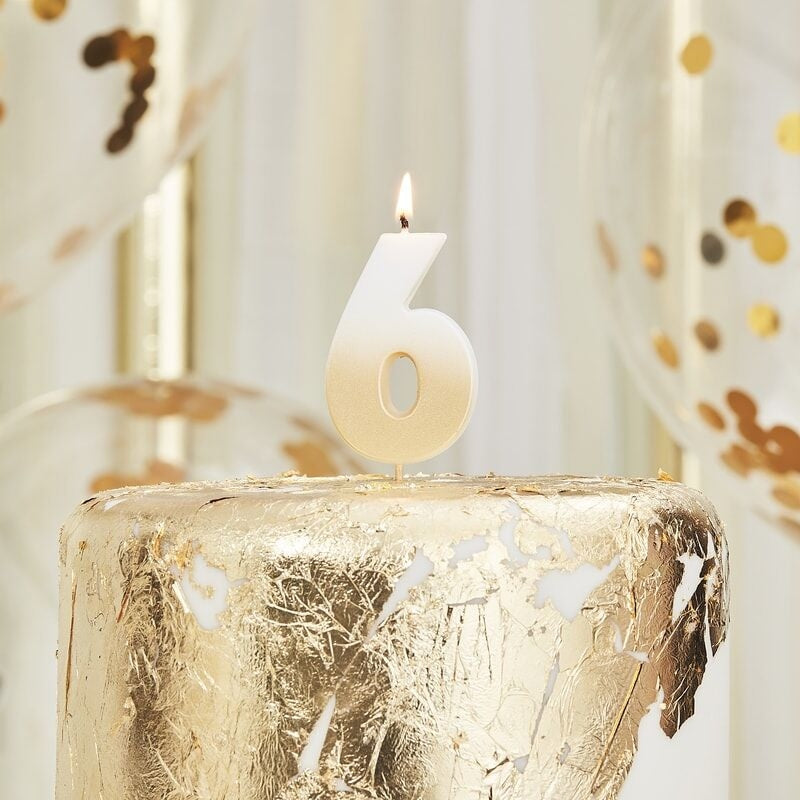 Gold Ombre 6 Number Birthday Candle - Ginger Ray - Party Touches